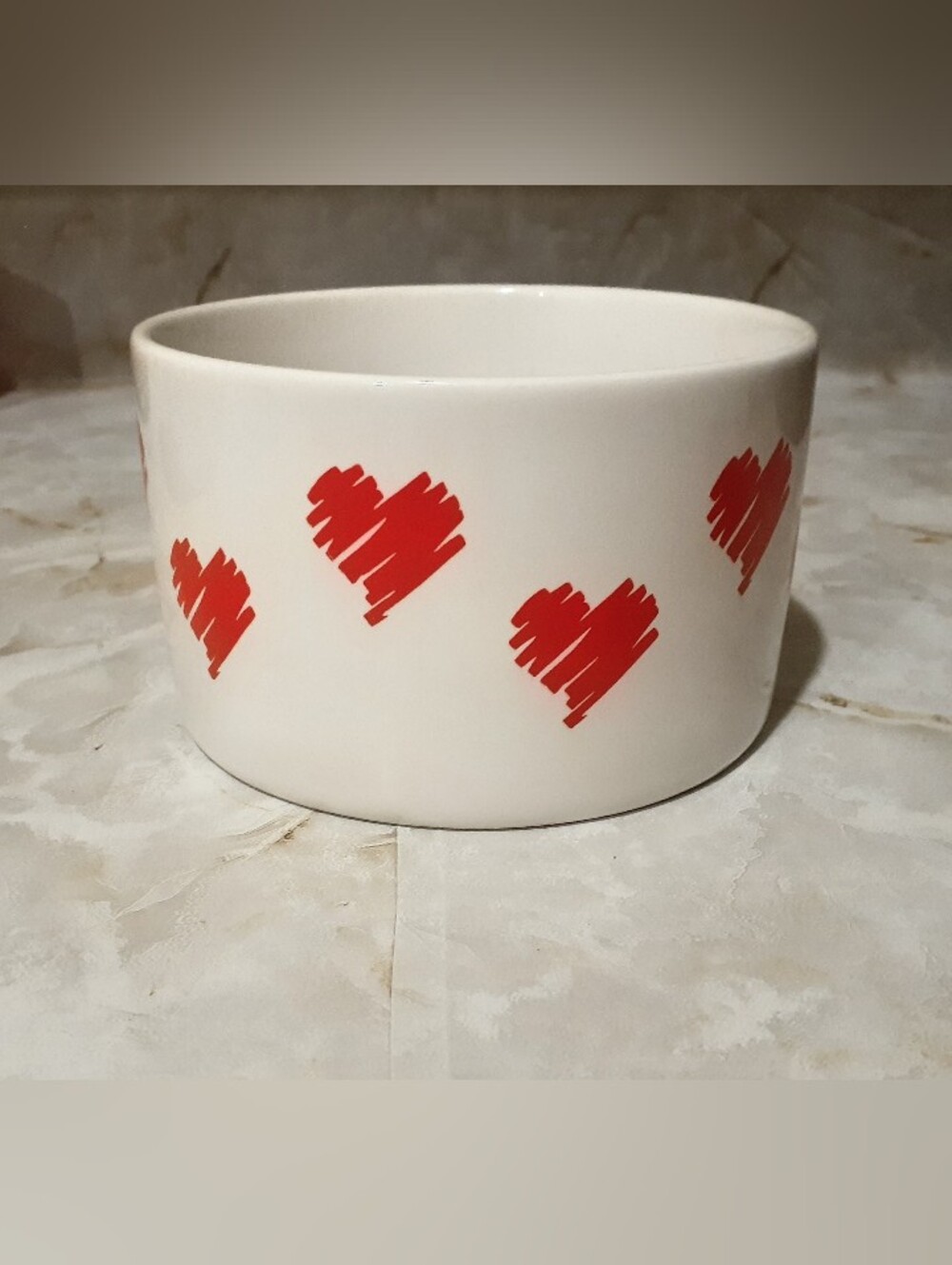 VTG 1989 FTD Valentine Red Scribble Heart Ceramic Bowl Planter 5”